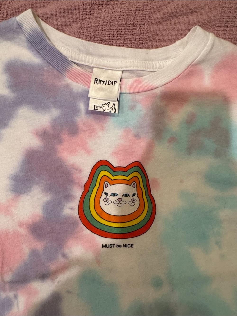 Ripndip Pastel Tie-Dye 'Must Be Nice' Cat Tee - Pink, Purple, Blue